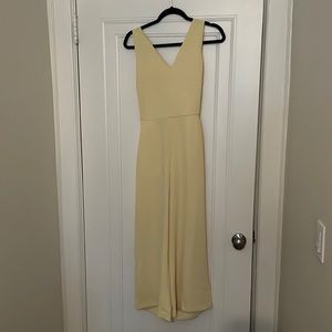 Super cute and flattering pale yellow Wilfred (Aritzia) jumpsuit.